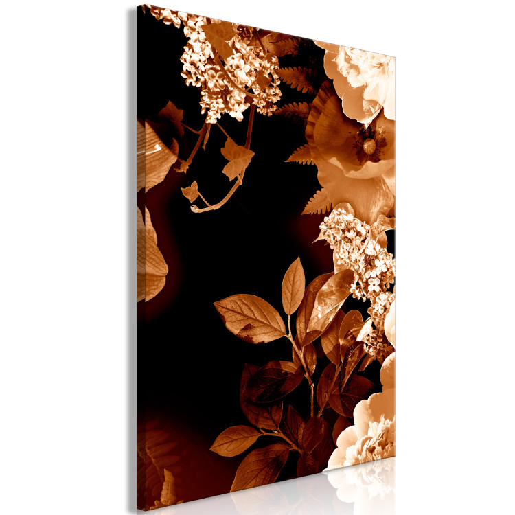 Canvas Art Print Autumn floral composition - floristic motif in sepia and white 123915 additionalImage 2