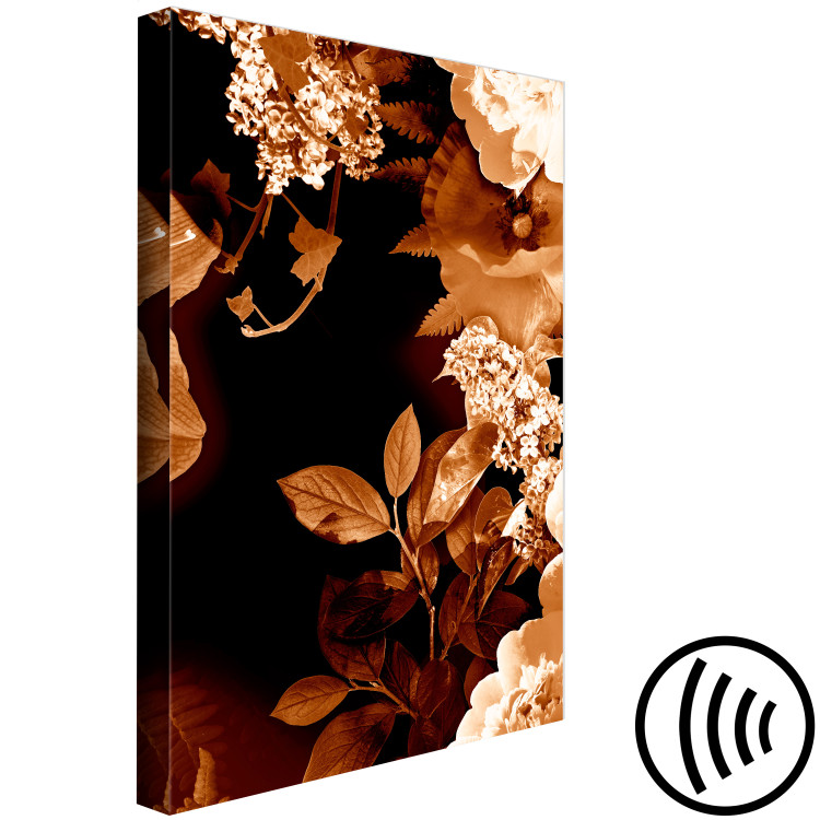 Canvas Art Print Autumn floral composition - floristic motif in sepia and white 123915 additionalImage 6