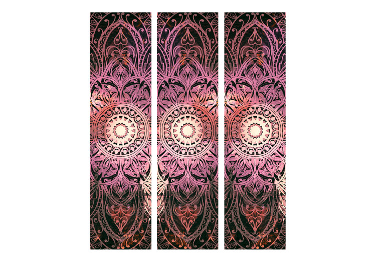 Room Divider Harmony of Detail (3-piece) - oriental Mandala in shades of pink 124115 additionalImage 3