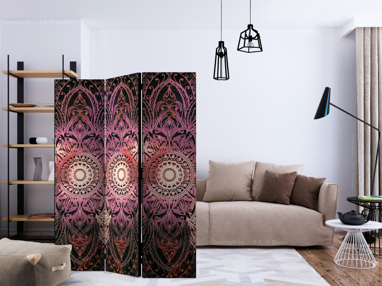Room Divider Harmony of Detail (3-piece) - oriental Mandala in shades of pink 124115 additionalImage 4