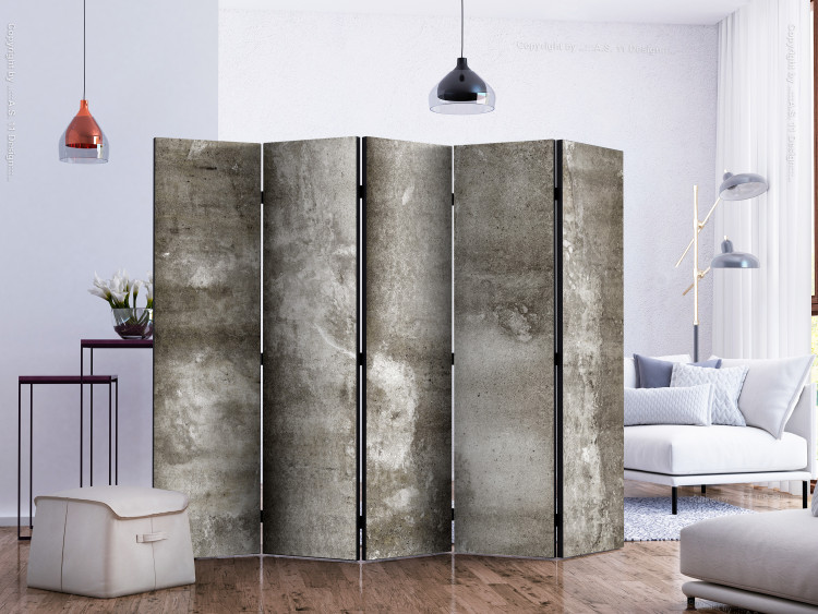 Room Divider Screen Cold Concrete II (5-piece) - industrial background in shades of gray 124315 additionalImage 2