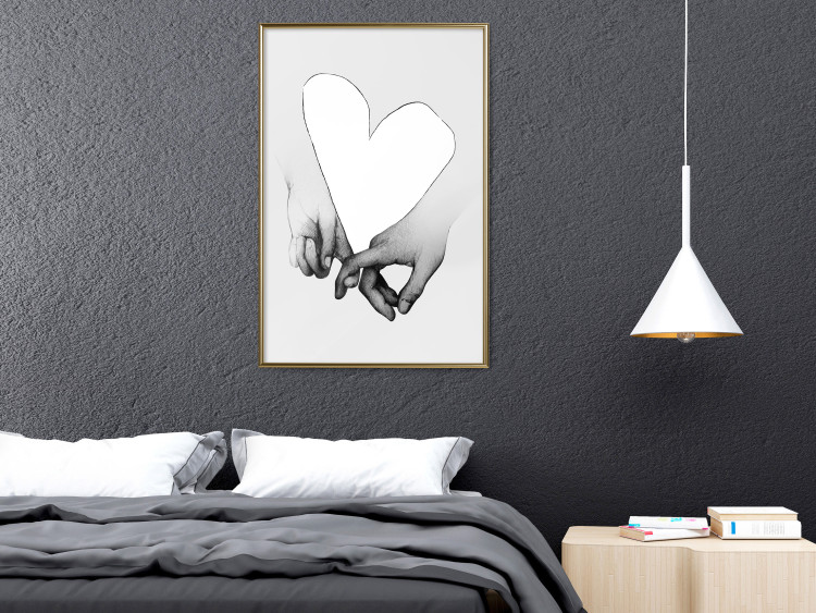 Poster Our Space - black and white clasped hands forming a heart 125415 additionalImage 7