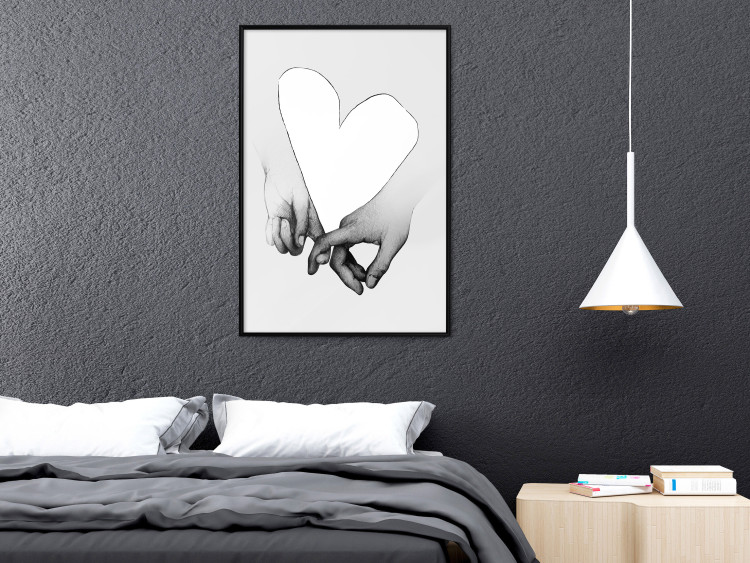 Poster Our Space - black and white clasped hands forming a heart 125415 additionalImage 5