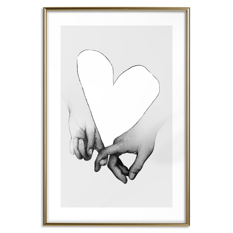 Poster Our Space - black and white clasped hands forming a heart 125415 additionalImage 16