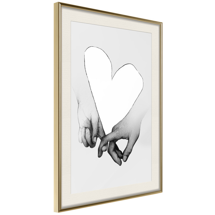 Poster Our Space - black and white clasped hands forming a heart 125415 additionalImage 2