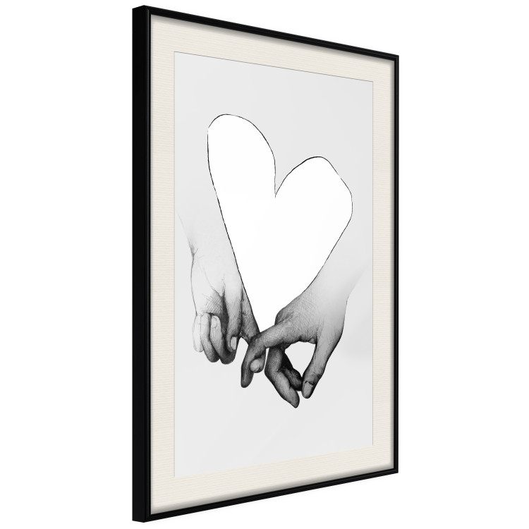 Poster Our Space - black and white clasped hands forming a heart 125415 additionalImage 3
