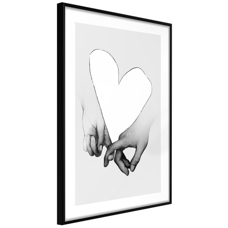 Poster Our Space - black and white clasped hands forming a heart 125415 additionalImage 13