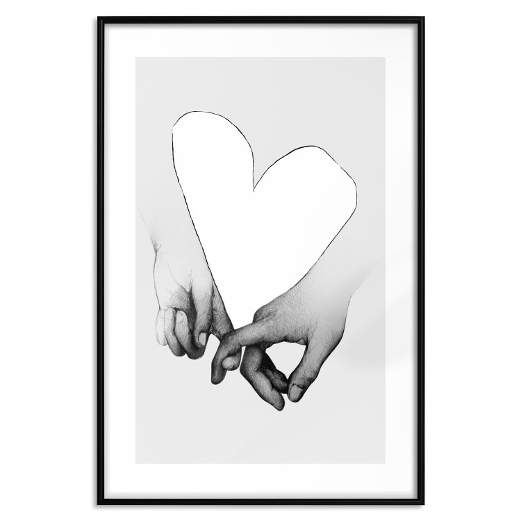 Poster Our Space - black and white clasped hands forming a heart 125415 additionalImage 17