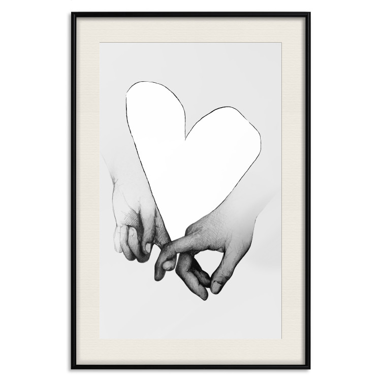Poster Our Space - black and white clasped hands forming a heart 125415 additionalImage 18