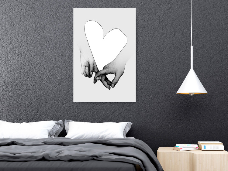 Poster Our Space - black and white clasped hands forming a heart 125415 additionalImage 23