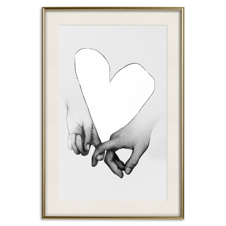 Poster Our Space - black and white clasped hands forming a heart 125415 additionalImage 19