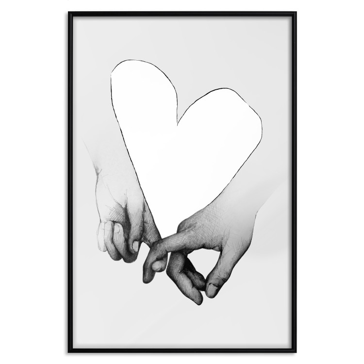 Poster Our Space - black and white clasped hands forming a heart 125415 additionalImage 24