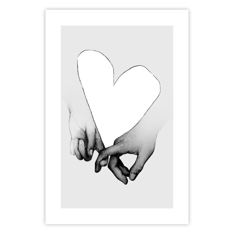 Poster Our Space - black and white clasped hands forming a heart 125415 additionalImage 25