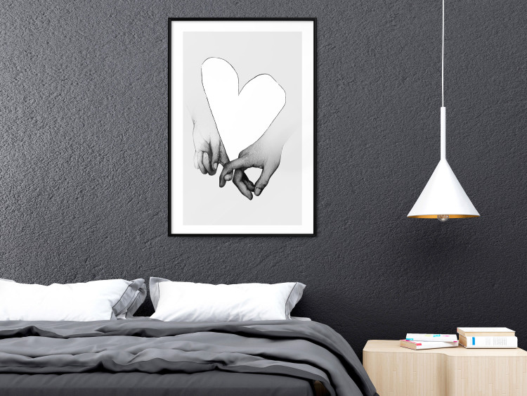 Poster Our Space - black and white clasped hands forming a heart 125415 additionalImage 6