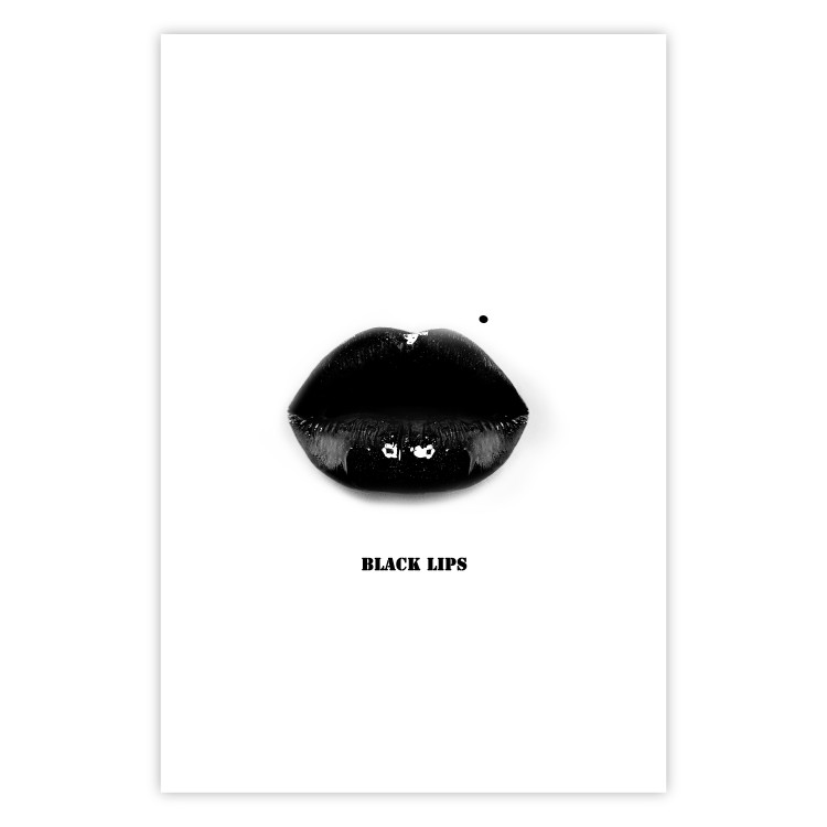 Wall Poster Dark Lips - black lips and English text on a white background 125915 additionalImage 19