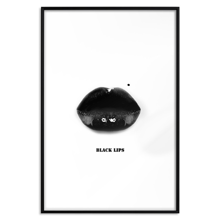 Wall Poster Dark Lips - black lips and English text on a white background 125915 additionalImage 15