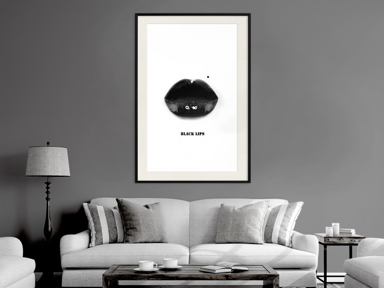 Wall Poster Dark Lips - black lips and English text on a white background 125915 additionalImage 22