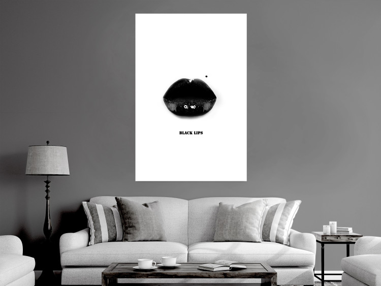 Wall Poster Dark Lips - black lips and English text on a white background 125915 additionalImage 4
