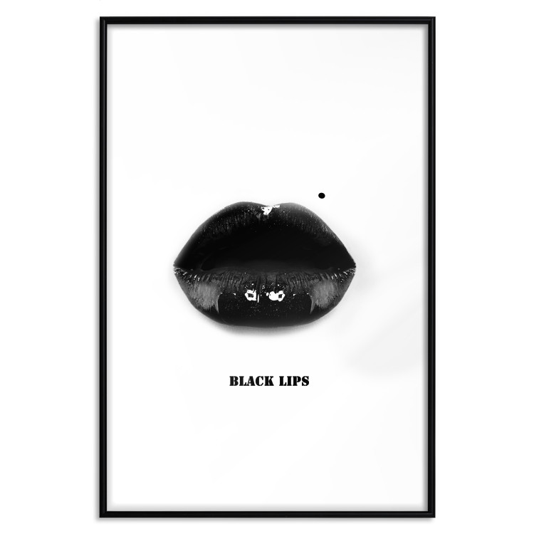 Wall Poster Dark Lips - black lips and English text on a white background 125915 additionalImage 24