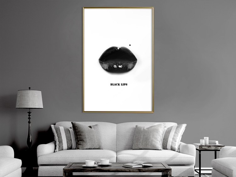 Wall Poster Dark Lips - black lips and English text on a white background 125915 additionalImage 7