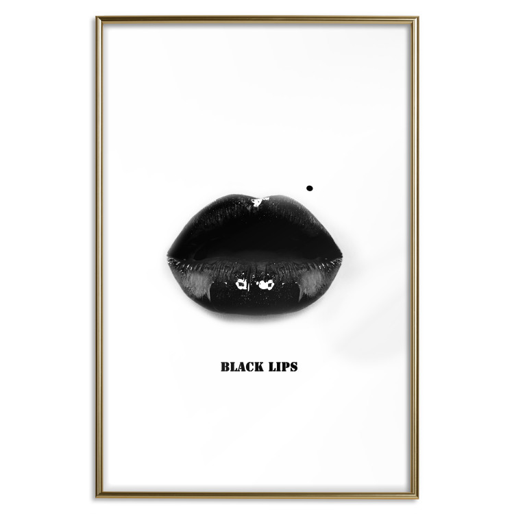 Wall Poster Dark Lips - black lips and English text on a white background 125915 additionalImage 16
