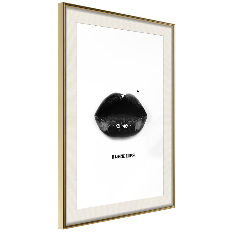 Wall Poster Dark Lips - black lips and English text on a white background 125915 additionalImage 2