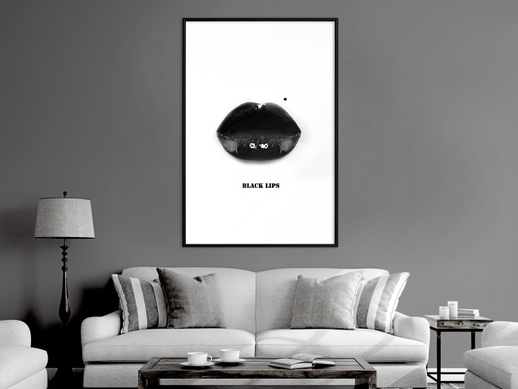 Wall Poster Dark Lips - black lips and English text on a white background 125915 additionalImage 3