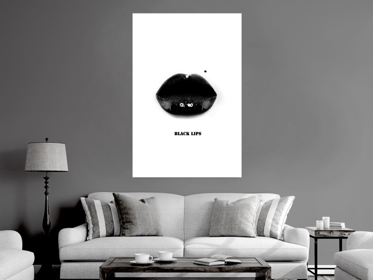 Wall Poster Dark Lips - black lips and English text on a white background 125915 additionalImage 23