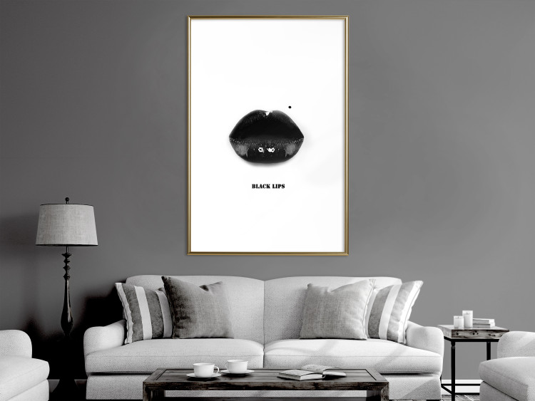 Wall Poster Dark Lips - black lips and English text on a white background 125915 additionalImage 13