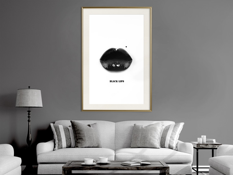 Wall Poster Dark Lips - black lips and English text on a white background 125915 additionalImage 21