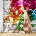 Photo Wallpaper Mural - abstract with a colourful lion on a white brick-textured background 126815 additionalThumb 6