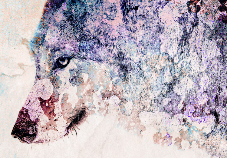 Photo Wallpaper Lone wolf - coloured animal on a white background with an accent in colour 126915 additionalImage 7