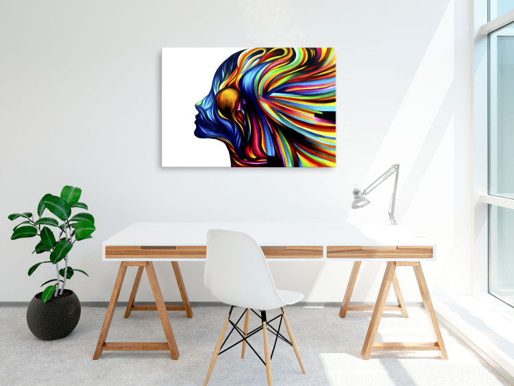 Canvas Rainbow Hair (1-part) wide - abstraction with a silhouette of a woman 127315 additionalImage 3