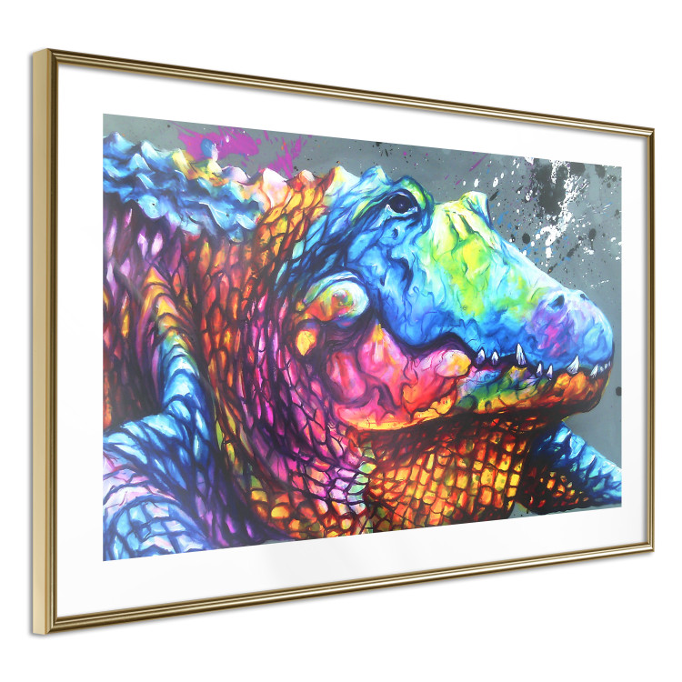 Poster Colorful Alligator - colorful abstract animal on a blue background 127415 additionalImage 7