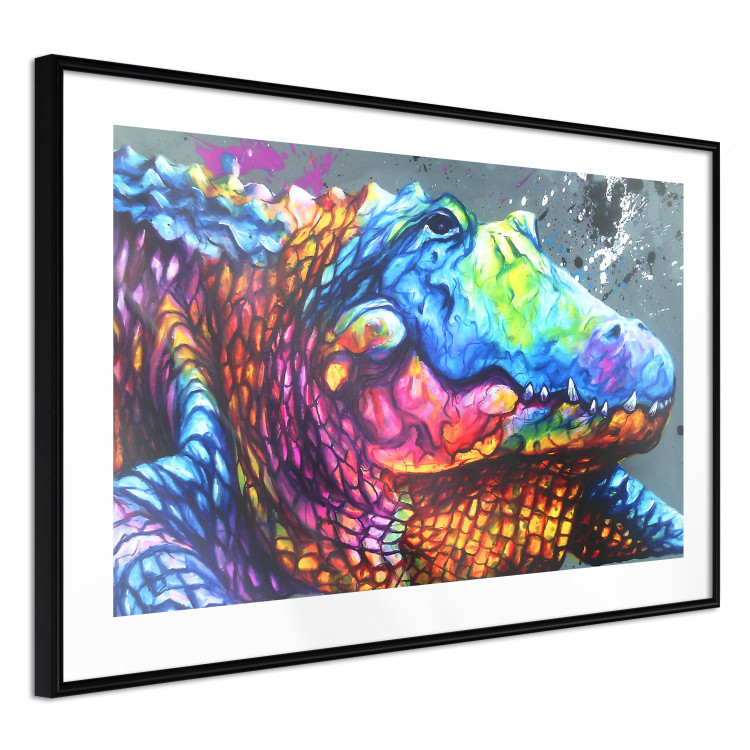 Poster Colorful Alligator - colorful abstract animal on a blue background 127415 additionalImage 6