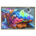 Poster Colorful Alligator - colorful abstract animal on a blue background 127415 additionalThumb 17