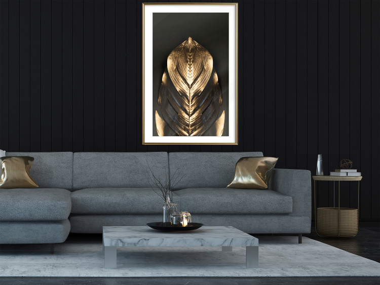 Poster Pharaoh's Gold - golden abstract figure on solid black background 128015 additionalImage 13
