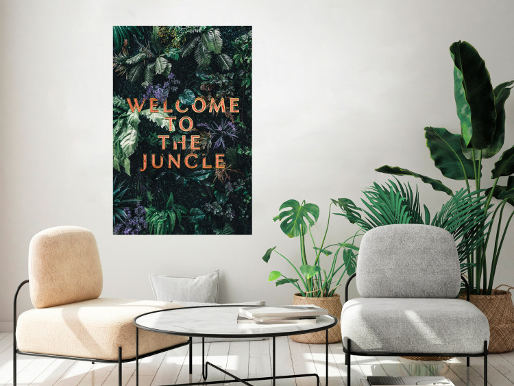 Wall Poster Welcome to the Jungle - red English inscription on a jungle background 128815 additionalImage 4