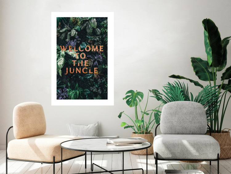Wall Poster Welcome to the Jungle - red English inscription on a jungle background 128815 additionalImage 5