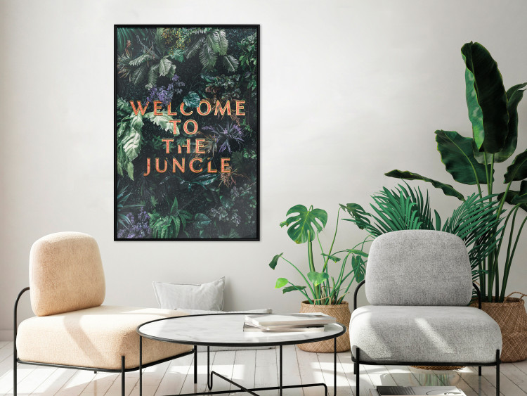 Wall Poster Welcome to the Jungle - red English inscription on a jungle background 128815 additionalImage 4