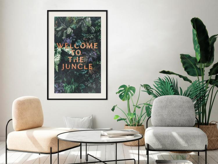 Wall Poster Welcome to the Jungle - red English inscription on a jungle background 128815 additionalImage 20