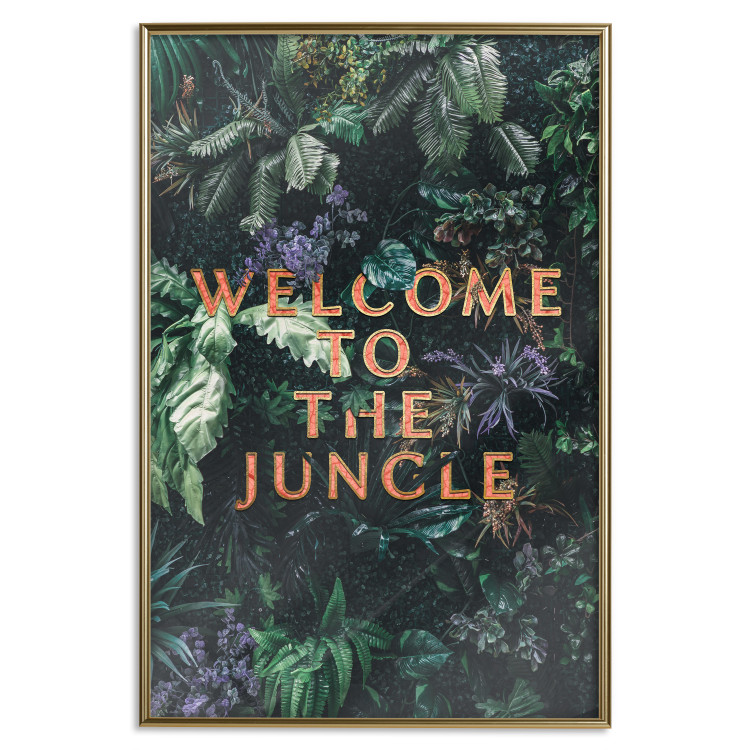 Wall Poster Welcome to the Jungle - red English inscription on a jungle background 128815 additionalImage 19