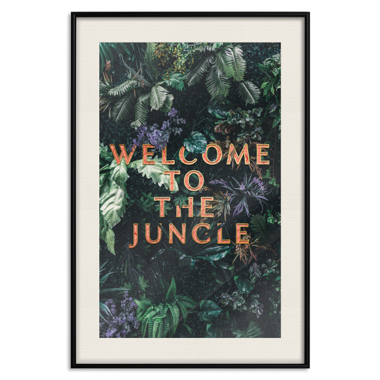 Wall Poster Welcome to the Jungle - red English inscription on a jungle background 128815 additionalImage 24