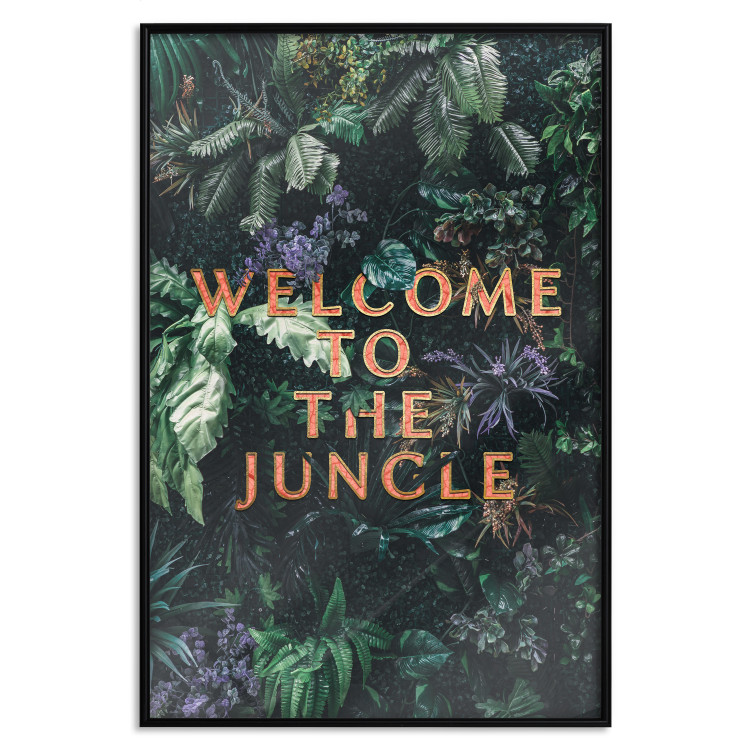 Wall Poster Welcome to the Jungle - red English inscription on a jungle background 128815 additionalImage 18