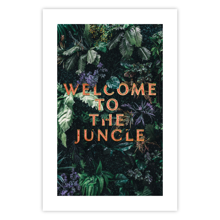Wall Poster Welcome to the Jungle - red English inscription on a jungle background 128815 additionalImage 18
