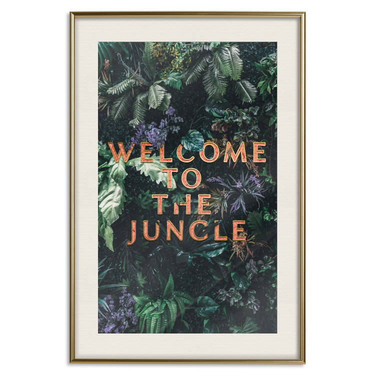 Wall Poster Welcome to the Jungle - red English inscription on a jungle background 128815 additionalImage 23