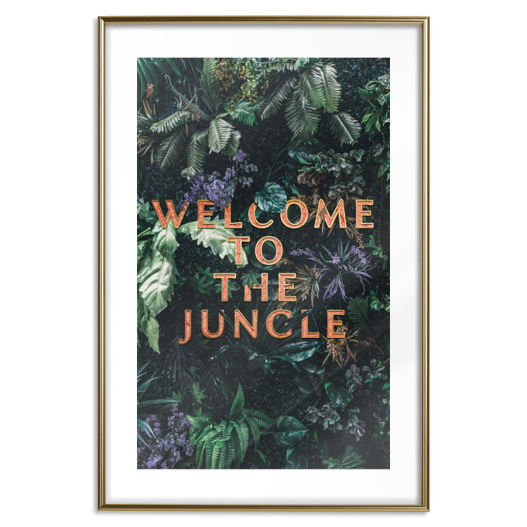 Wall Poster Welcome to the Jungle - red English inscription on a jungle background 128815 additionalImage 26
