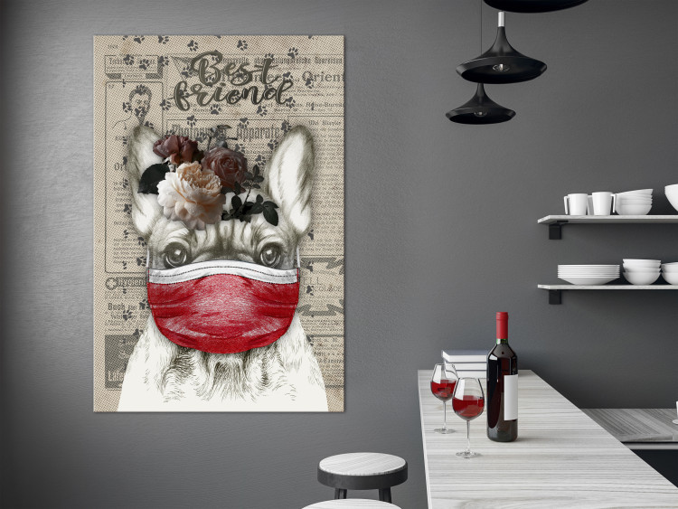Canvas Art Print Rufio (1-part) vertical - abstract playful dog with flowers 129115 additionalImage 3