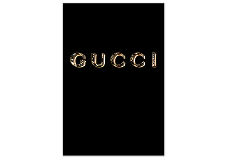 Canvas Art Print Gucci (1-piece) Vertical - golden fashion brand name on black background 130315
