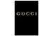 Canvas Art Print Gucci (1-piece) Vertical - golden fashion brand name on black background 130315